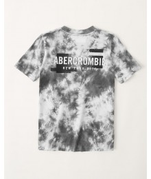 Abercrombie Dark Grey Tie Dye Print Logo Graphic Tee